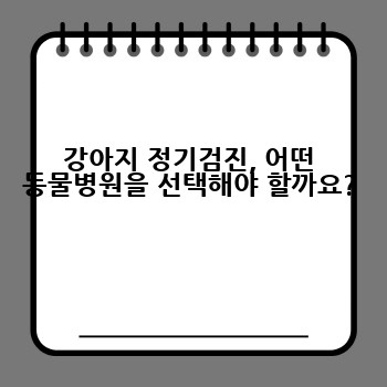 강아지 정기검진, 어떤 동물병원을 선택해야 할까요?