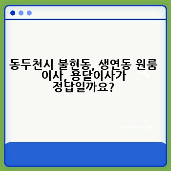 동두천시 불현동, 생연동 원룸 이사, 용달이사가 정답일까요?