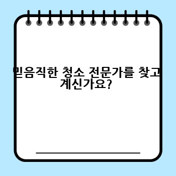 믿음직한 청소 전문가를 찾고 계신가요?