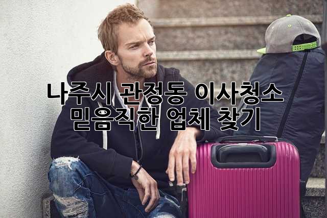나주시 관정동 이사청소: 믿음직한 업체 찾기
