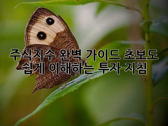 주식지수 완벽 가이드: 초보도 쉽게 이해하는 투자 지침