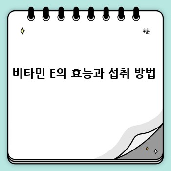 비타민 E의 효능과 섭취 방법