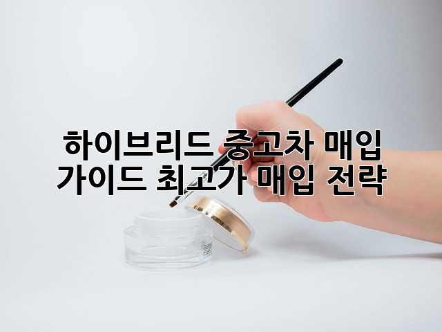 하이브리드 중고차 매입 가이드: 최고가 매입 전략