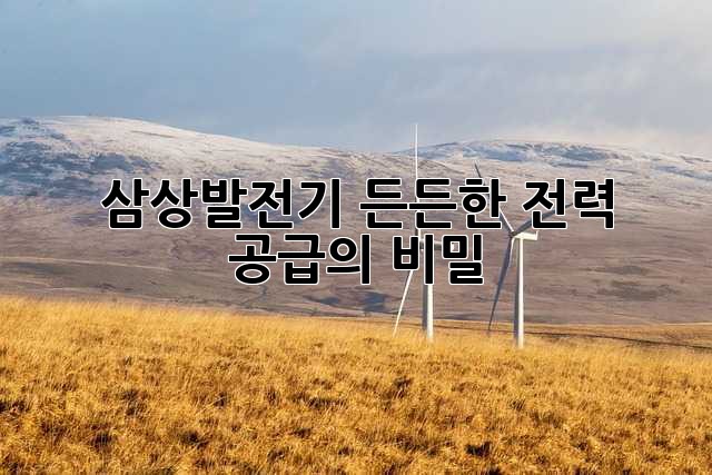 삼상발전기: 든든한 전력 공급의 비밀