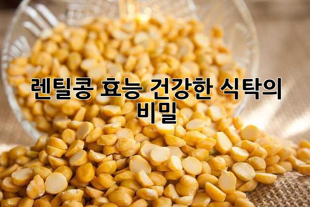렌틸콩 효능: 건강한 식탁의 비밀