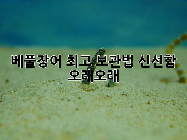 베풀장어 최고 보관법: 신선함 오래오래!
