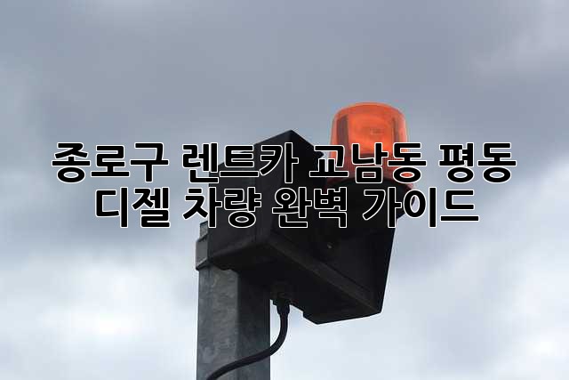 종로구 렌트카🚗: 교남동, 평동 디젤 차량 완벽 가이드!